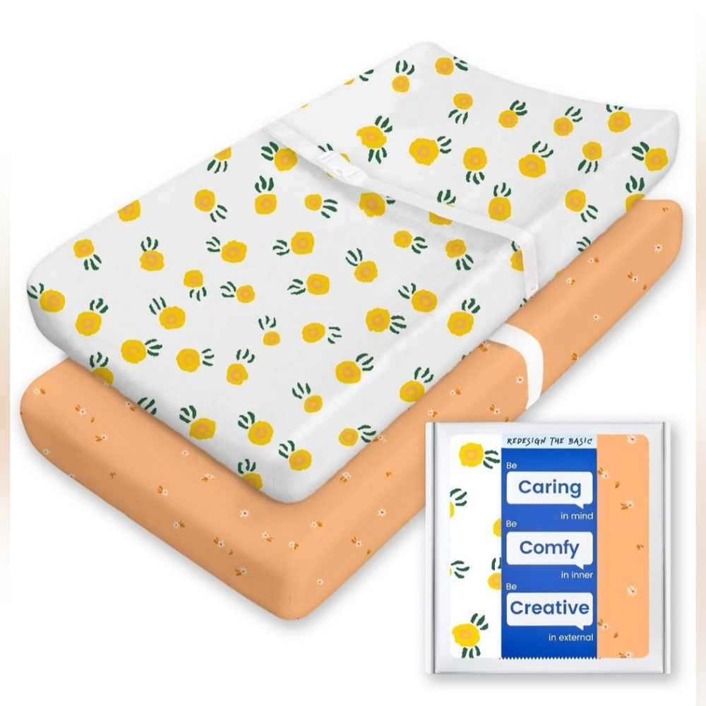 TotBasic Ultra Soft Jersey Knit Changing Pad Sheets 2 Pack Extra Stretchy
